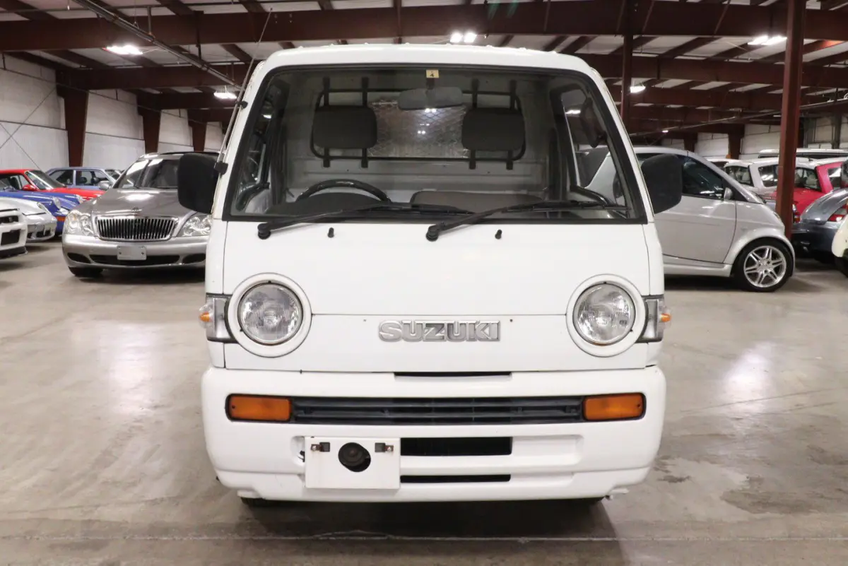 White 1993 Suzuki Carry 4x4 Kei Truck, front view, for sale at Duncan Imports in Christiansburg, VA