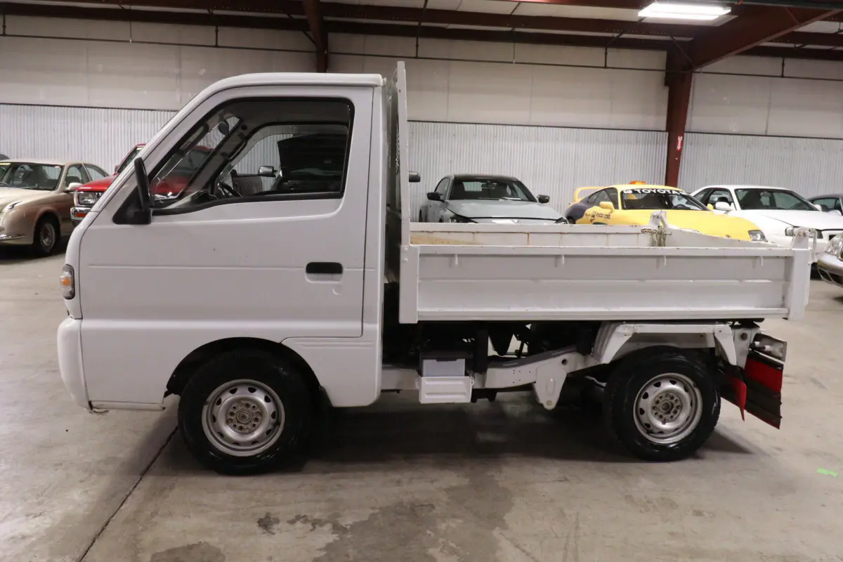 White 1993 Suzuki Carry 4x4 Kei Truck, side view, for sale at Duncan Imports in Christiansburg, VA