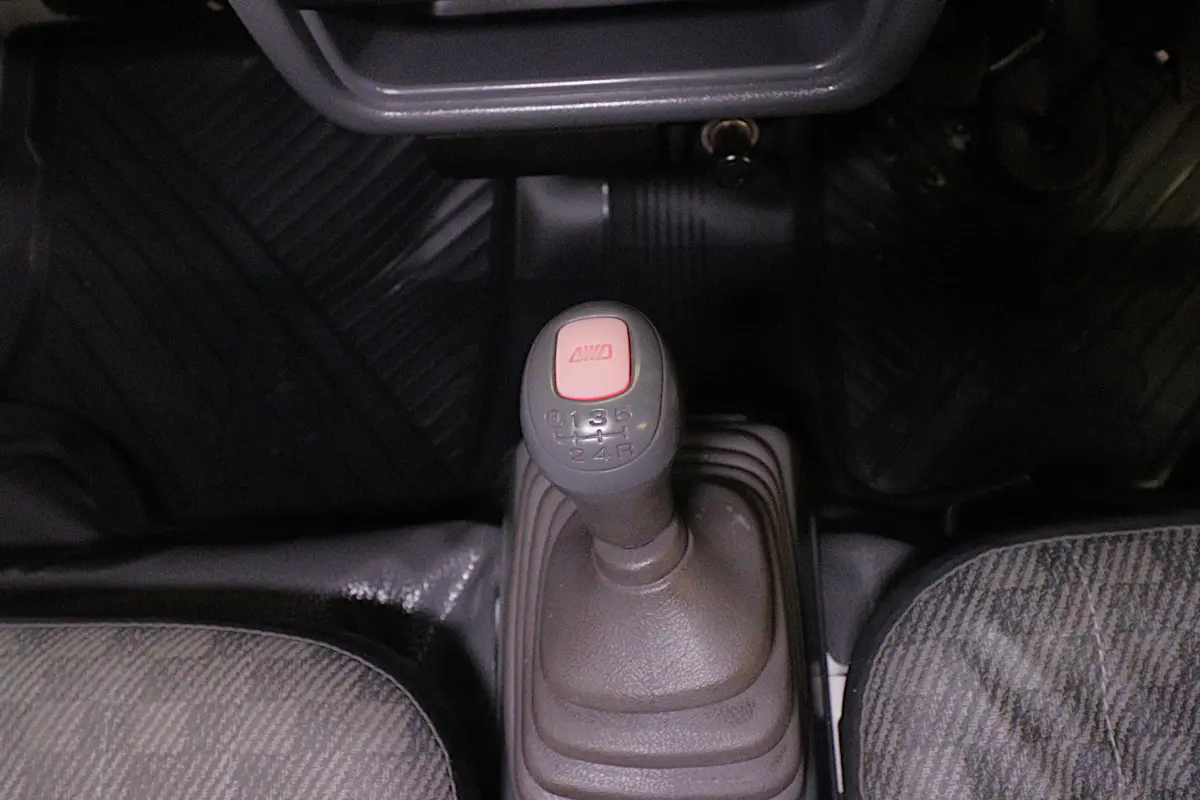 1996 Subaru Sambar 4x4 Kei Truck, gear shifter and 4WD button, for sale at Duncan Imports in Christiansburg, VA