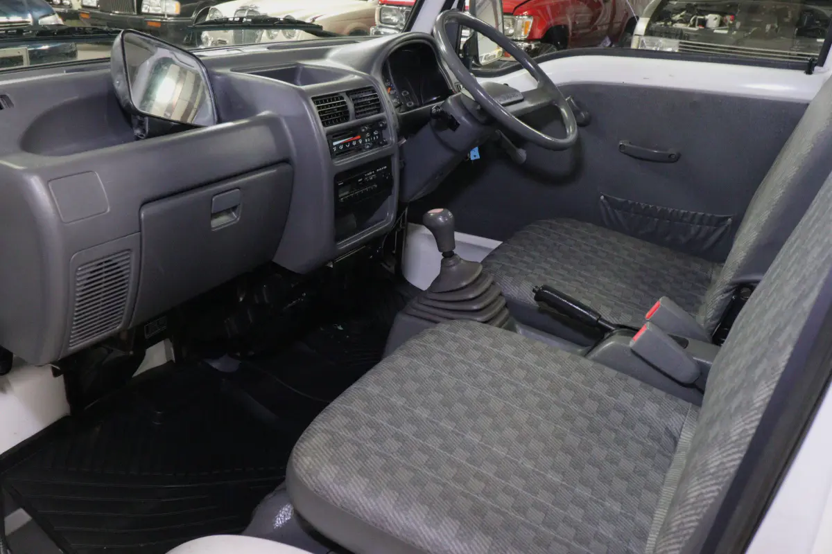 1996 Subaru Sambar 4x4 Kei Truck, cab interior, for sale at Duncan Imports in Christiansburg, VA