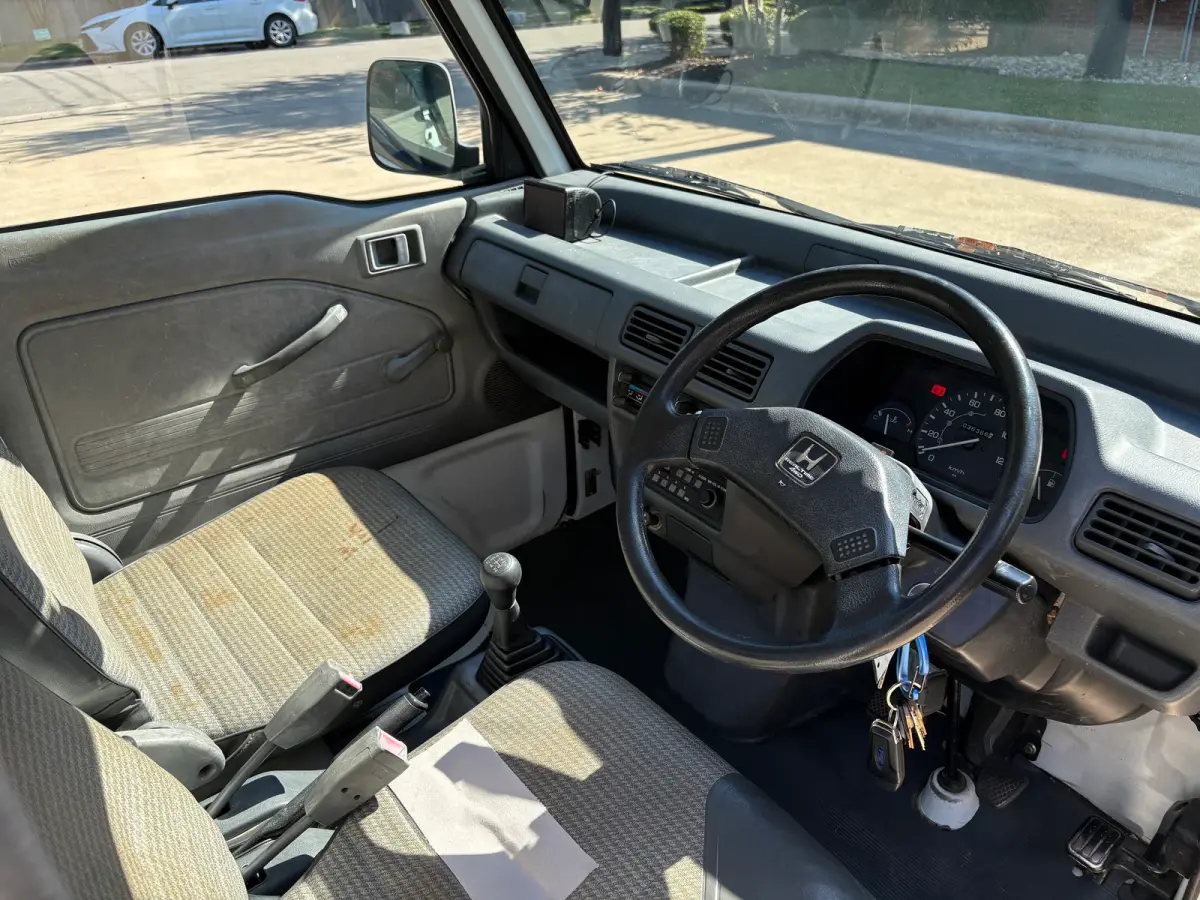 1997 Honda Acty 4x4 Kei Truck, cab interior, for sale at Sunshine Imports in Austin, TX