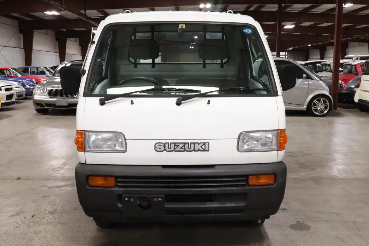 White 1998 Suzuki Carry 4x4 Kei Truck, front view, for sale at Duncan Imports in Christiansburg, VA