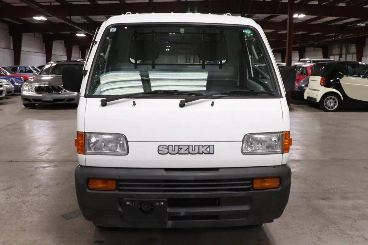 White 1998 Suzuki Carry 4x4 Kei Truck, front view, for sale at Duncan Imports in Christiansburg, VA