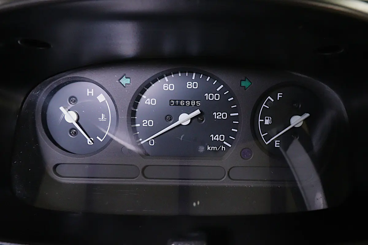 White 1999 Daihatsu Hijet 4x4 Kei Truck, odometer and gauges, for sale at Duncan Imports in Christiansburg, VA