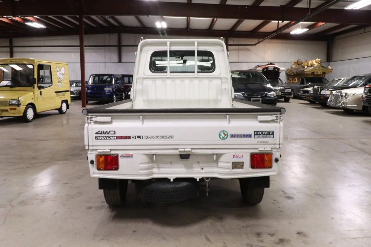 White 1999 Daihatsu Hijet 4x4 Kei Truck, rear view, for sale at Duncan Imports in Christiansburg, VA