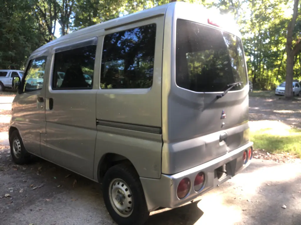 1999 Mitsubishi Minicab 4x4 Kei Van, rear three-quarter view, for sale at Fun Karz in North Little Rock, AR