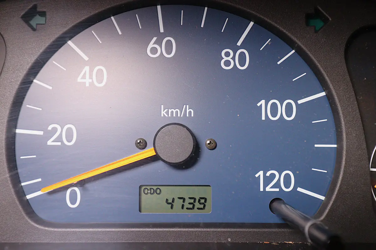 White 1999 Suzuki Carry 4x4 Kei Truck, odometer, for sale at Duncan Imports in Christiansburg, VA