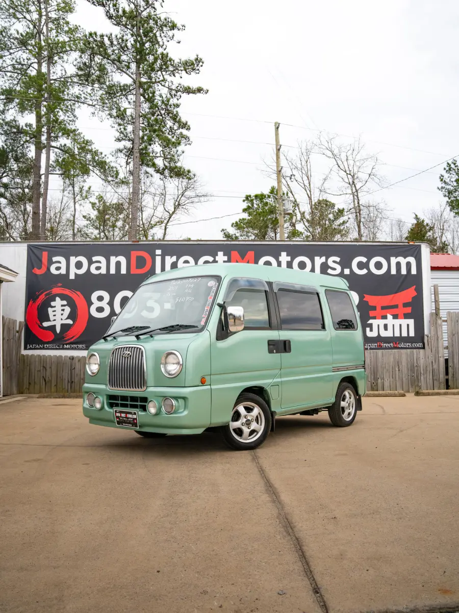 2001 Subaru Sambar Classic Van, a green Kei Van, for sale at Japan Direct Motors in Irmo, SC (photo 1 of 12)