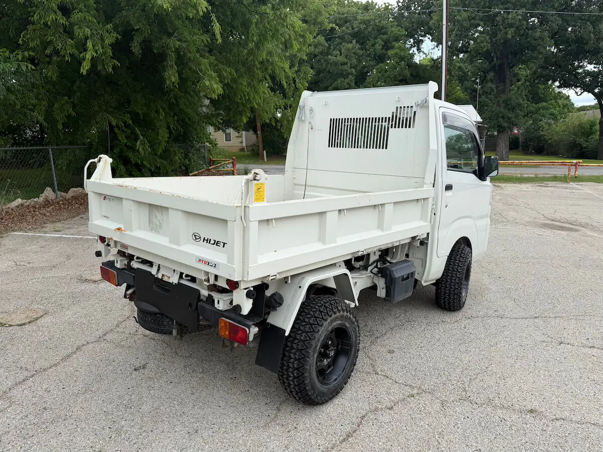 2021 Daihatsu Hijet HD Dump, a white off-road Kei Truck, for sale at Weatherford Mini Trucks in Weatherford, TX (photo 3 of 12)