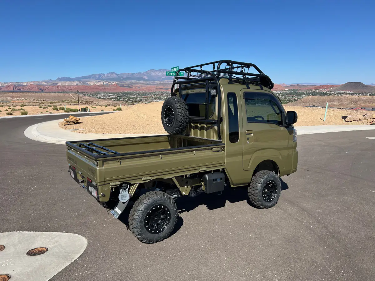 2022 Daihatsu Hijet Extreme, a green off-road Kei Truck, for sale at Mini Monsters USA in St. George, UT (photo 3 of 11)