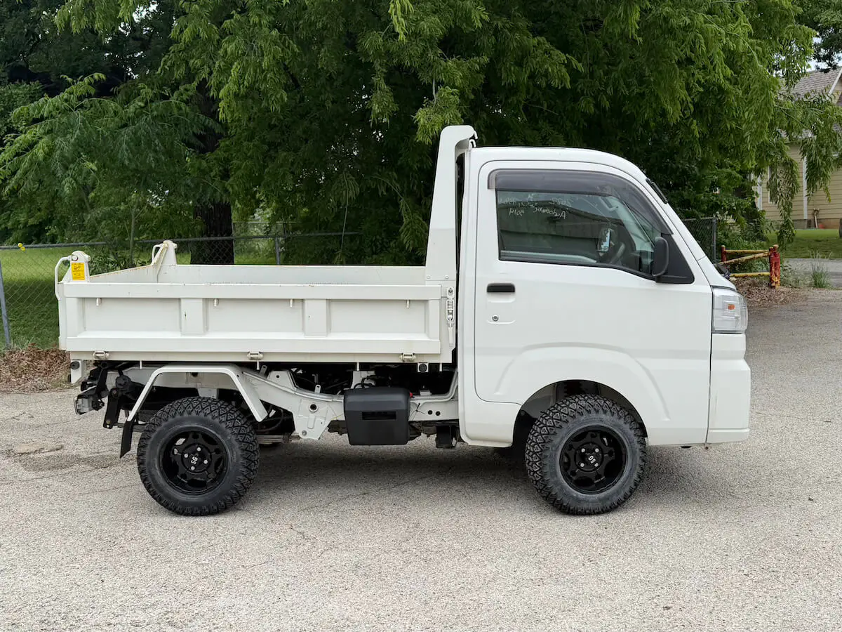 2022 Daihatsu Hijet HD Dump, a white off-road Kei Truck, for sale at Weatherford Mini Trucks in Weatherford, TX (photo 2 of 12)