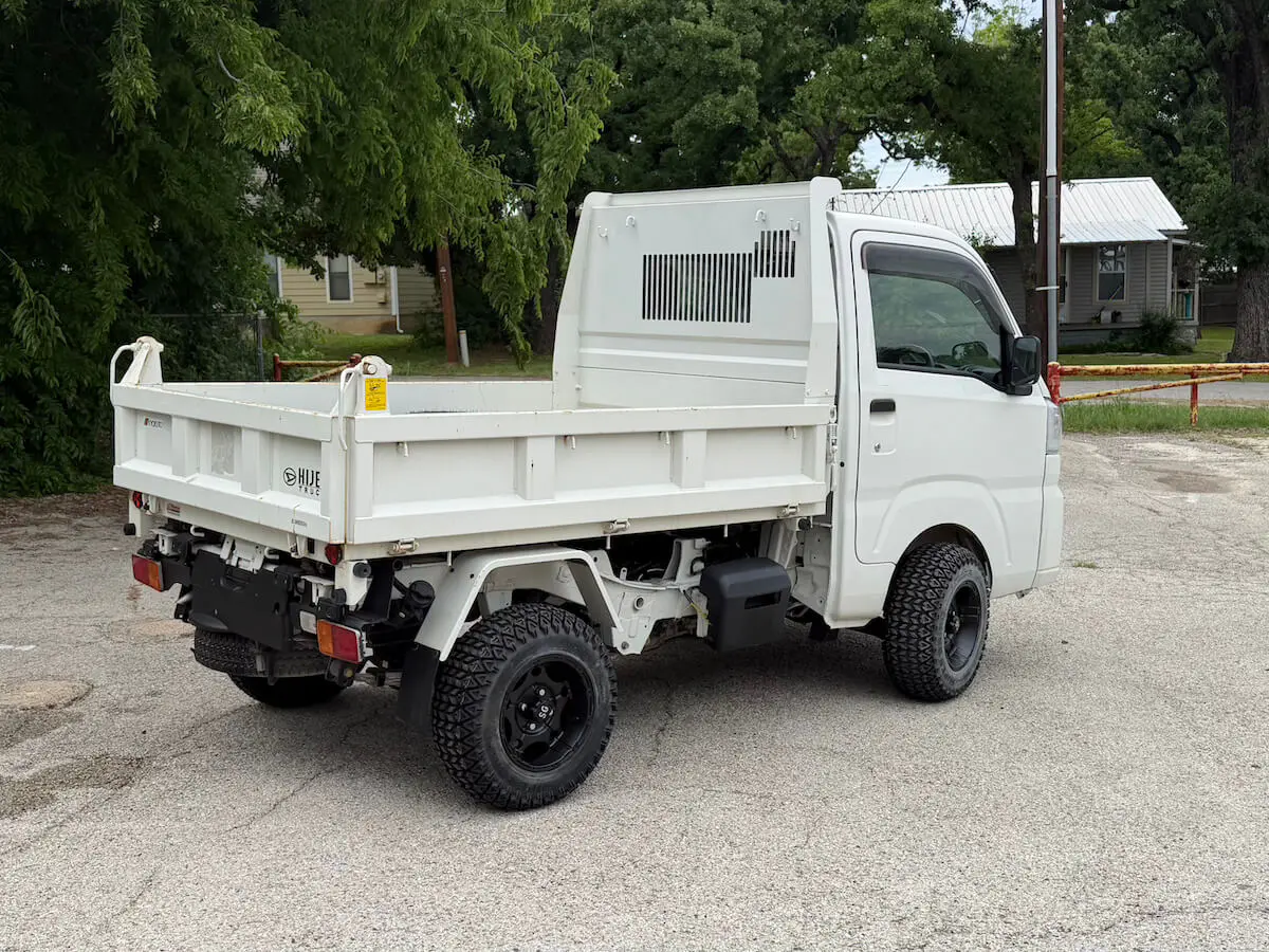 2022 Daihatsu Hijet HD Dump, a white off-road Kei Truck, for sale at Weatherford Mini Trucks in Weatherford, TX (photo 3 of 12)
