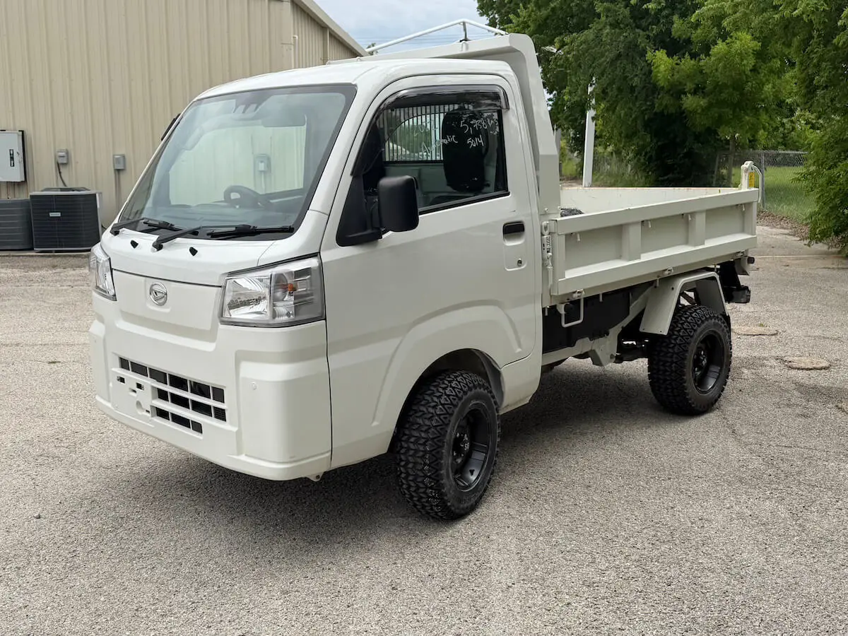 2022 Daihatsu Hijet HD Dump, a white off-road Kei Truck, for sale at Weatherford Mini Trucks in Weatherford, TX (photo 7 of 12)