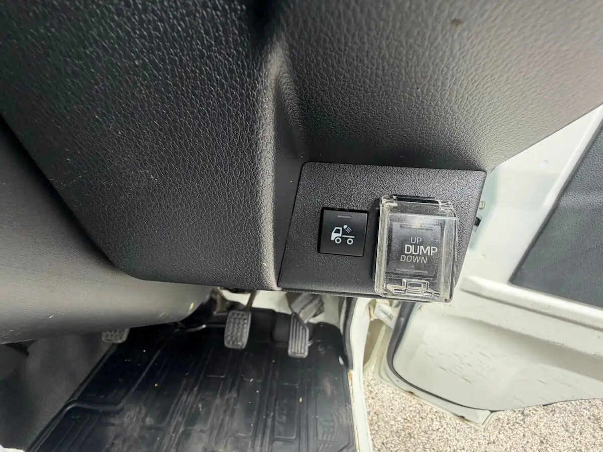 2022 Daihatsu Hijet HD Dump, a white off-road Kei Truck, for sale at Weatherford Mini Trucks in Weatherford, TX (photo 10 of 12)