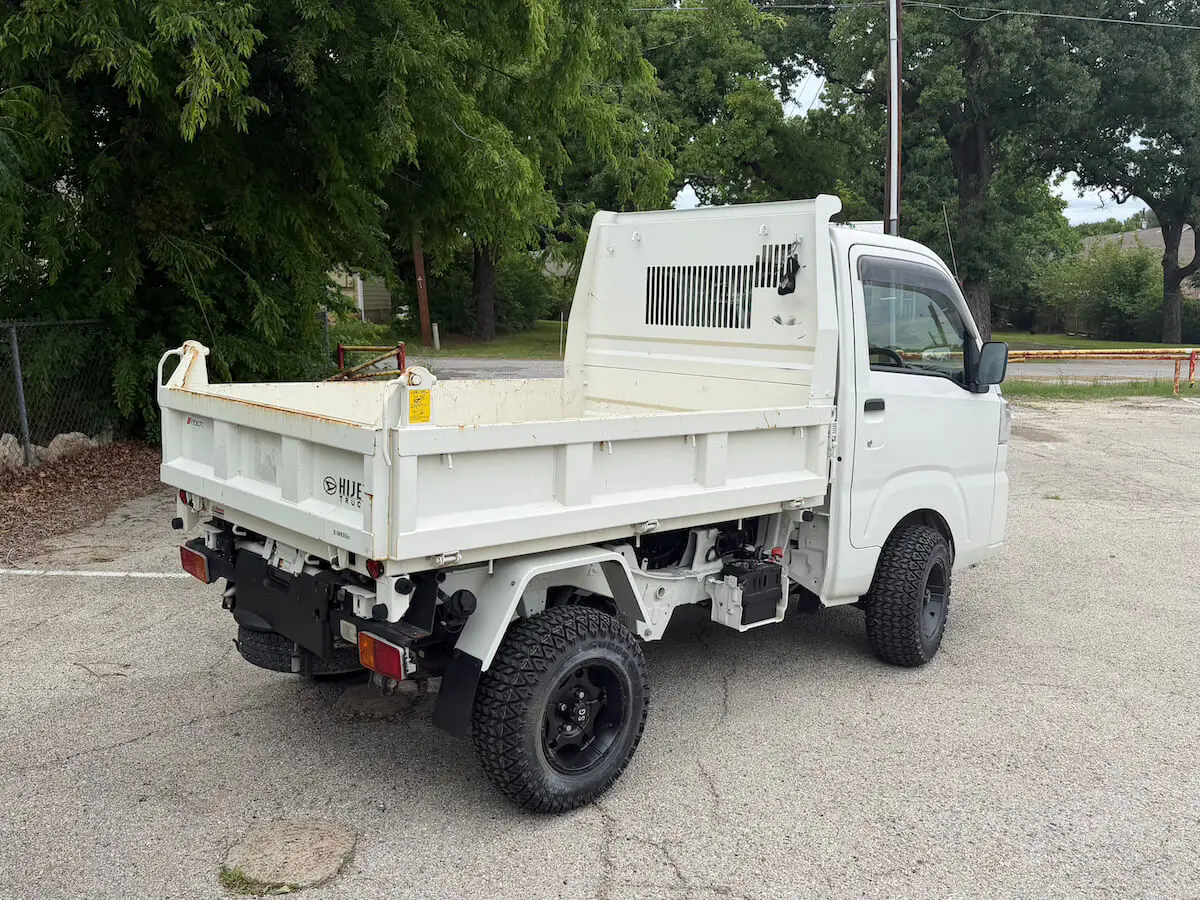 2022 Daihatsu Hijet HD Dump, a white off-road Kei Truck, for sale at Weatherford Mini Trucks in Weatherford, TX (photo 2 of 12)