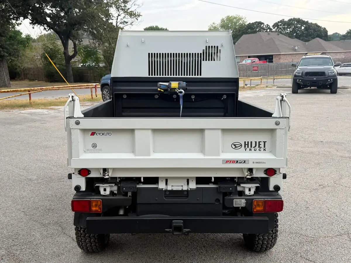 2022 Daihatsu Hijet HD Dump, a white off-road Kei Truck, for sale at Weatherford Mini Trucks in Weatherford, TX (photo 4 of 12)