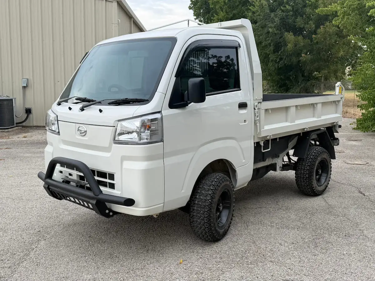 2022 Daihatsu Hijet HD Dump, a white off-road Kei Truck, for sale at Weatherford Mini Trucks in Weatherford, TX (photo 6 of 12)