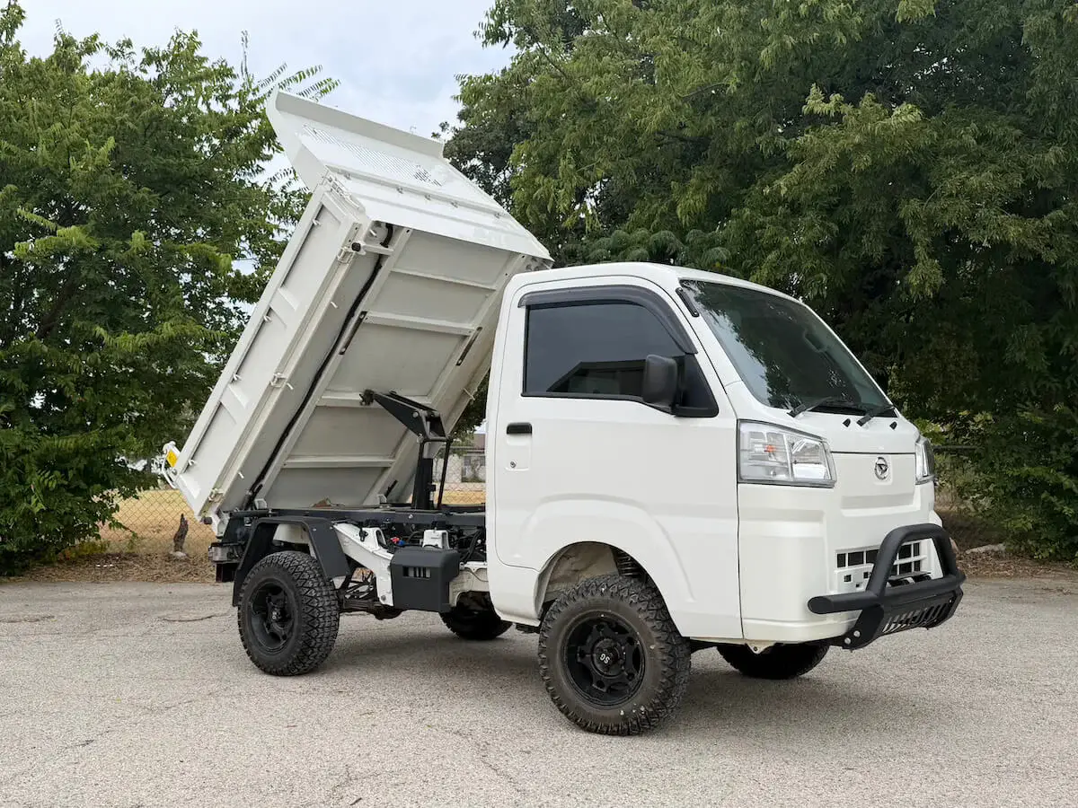 2022 Daihatsu Hijet HD Dump, a white off-road Kei Truck, for sale at Weatherford Mini Trucks in Weatherford, TX (photo 7 of 12)