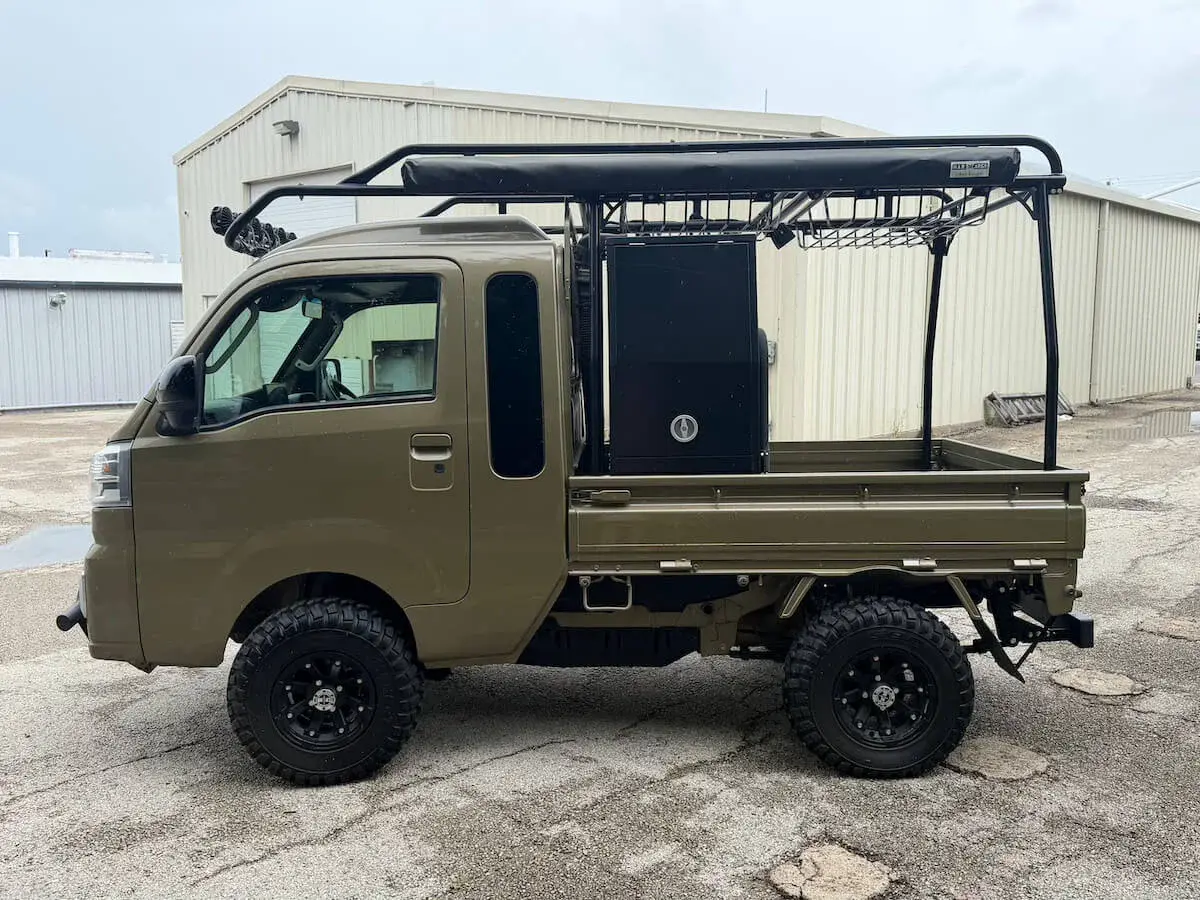 2022 Daihatsu Hijet Jumbo Cab**Tons of Upgrades, a khaki green off-road Kei Truck, for sale at Weatherford Mini Trucks in Weatherford, TX (photo 4 of 12)