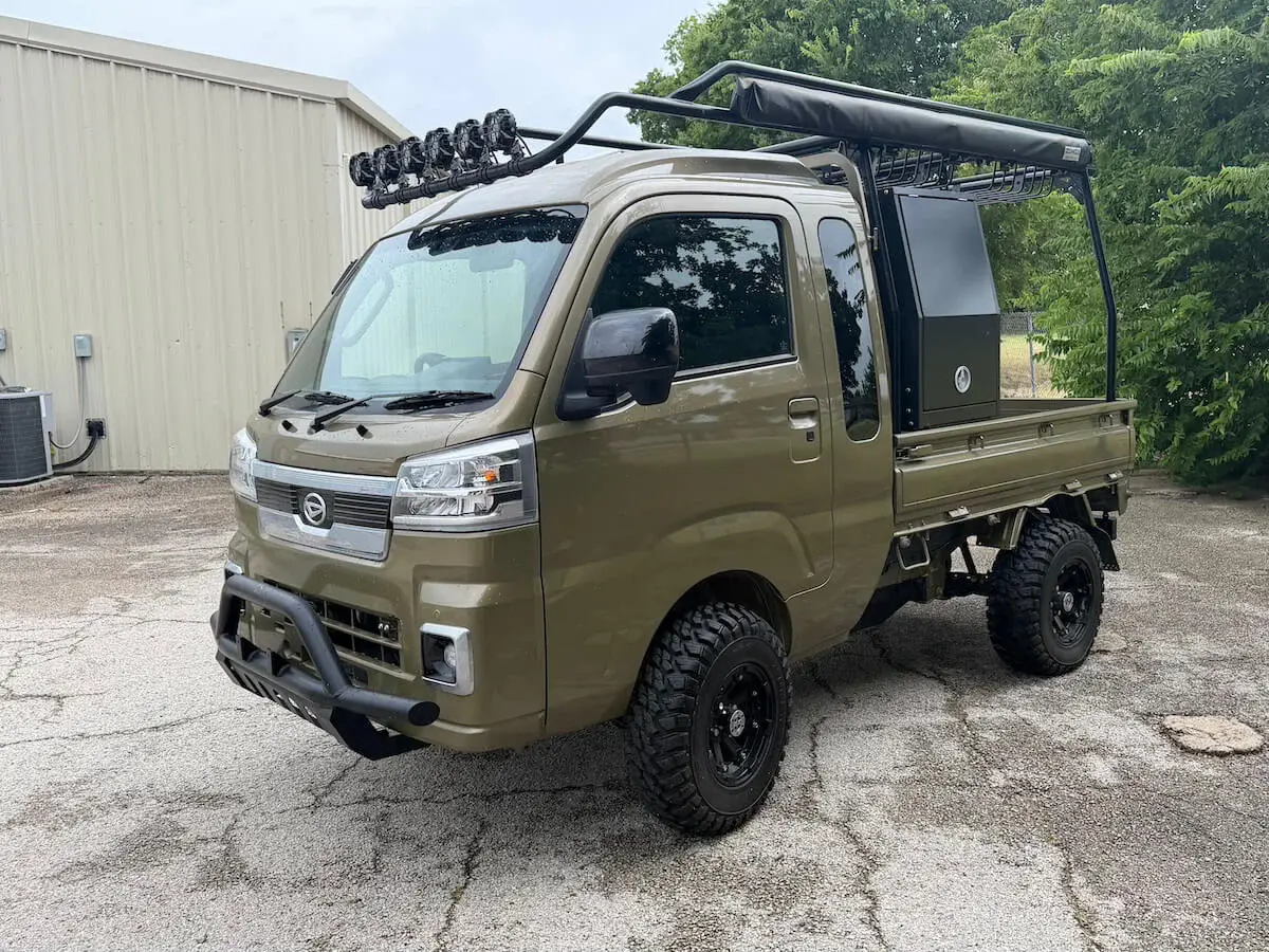 2022 Daihatsu Hijet Jumbo Cab**Tons of Upgrades, a khaki green off-road Kei Truck, for sale at Weatherford Mini Trucks in Weatherford, TX (photo 5 of 12)