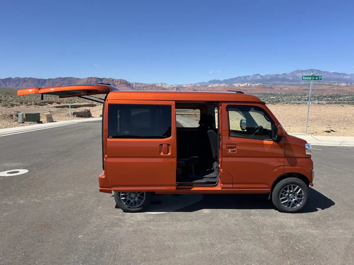 2023 Daihatsu Hijet Cargo Van, a desert orange off-road Kei Van, for sale at Mini Monsters USA in St. George, UT (photo 3 of 12)