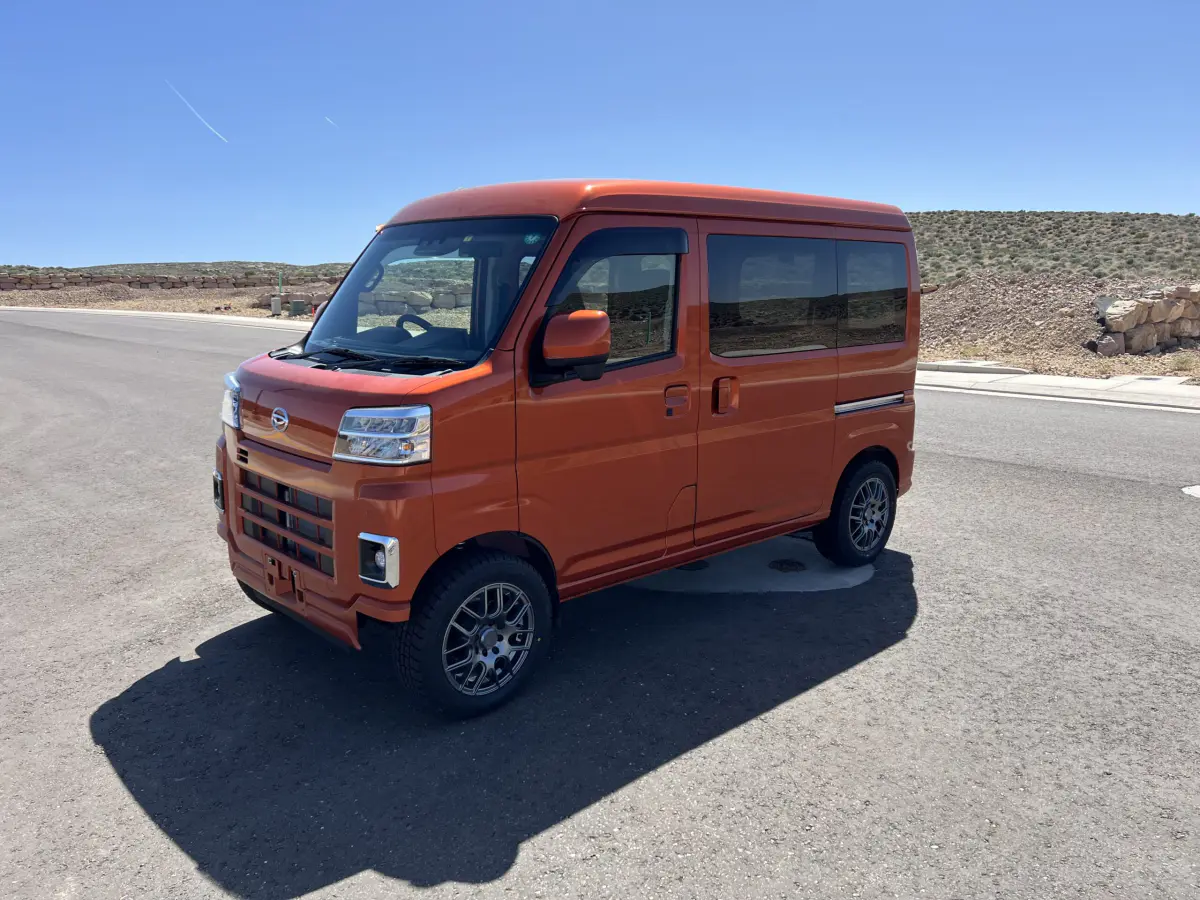 2023 Daihatsu Hijet Cargo Van, a desert orange off-road Kei Van, for sale at Mini Monsters USA in St. George, UT (photo 5 of 12)