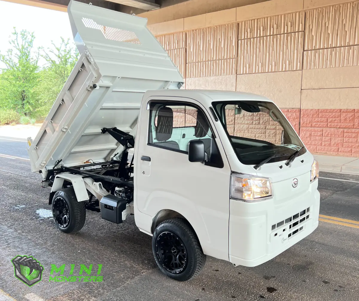 2023 Daihatsu Hijet HD Dump, a whiteout off-road Kei Truck, for sale at Mini Monsters USA in St. George, UT (photo 1 of 12)