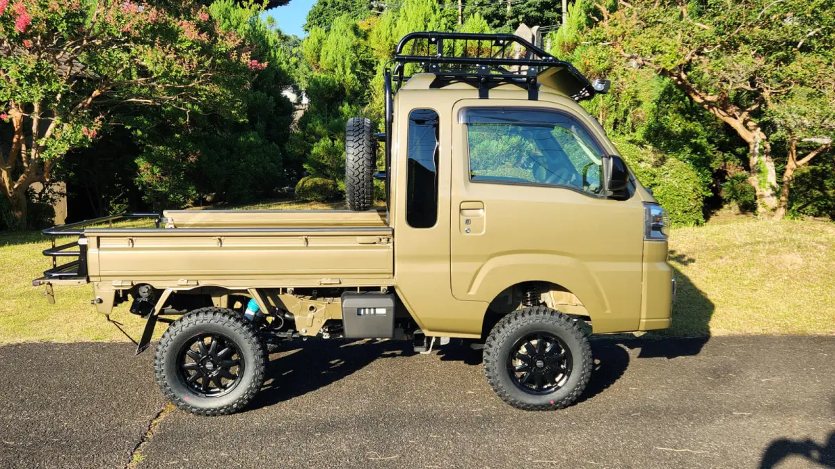 2024 Daihatsu Hijet Extreme, a green off-road Kei Truck, for sale at Mini Monsters USA in St. George, UT (photo 1 of 12)