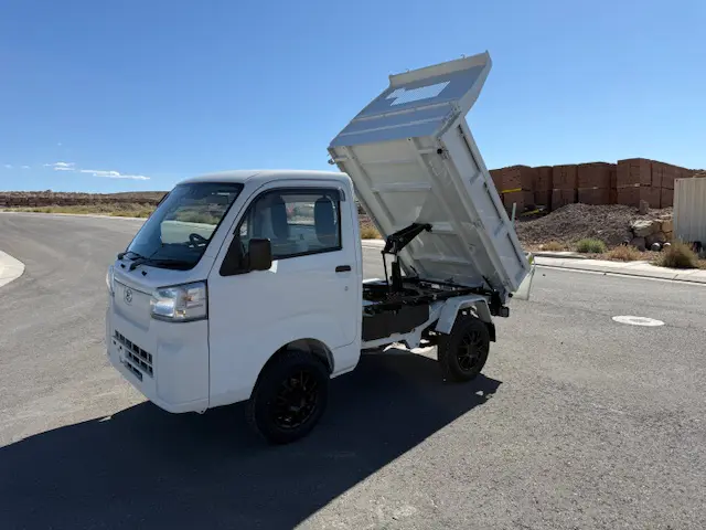2024 Daihatsu Hijet HD Dump, a whiteout off-road Kei Truck, for sale at Mini Monsters USA in St. George, UT (photo 3 of 12)