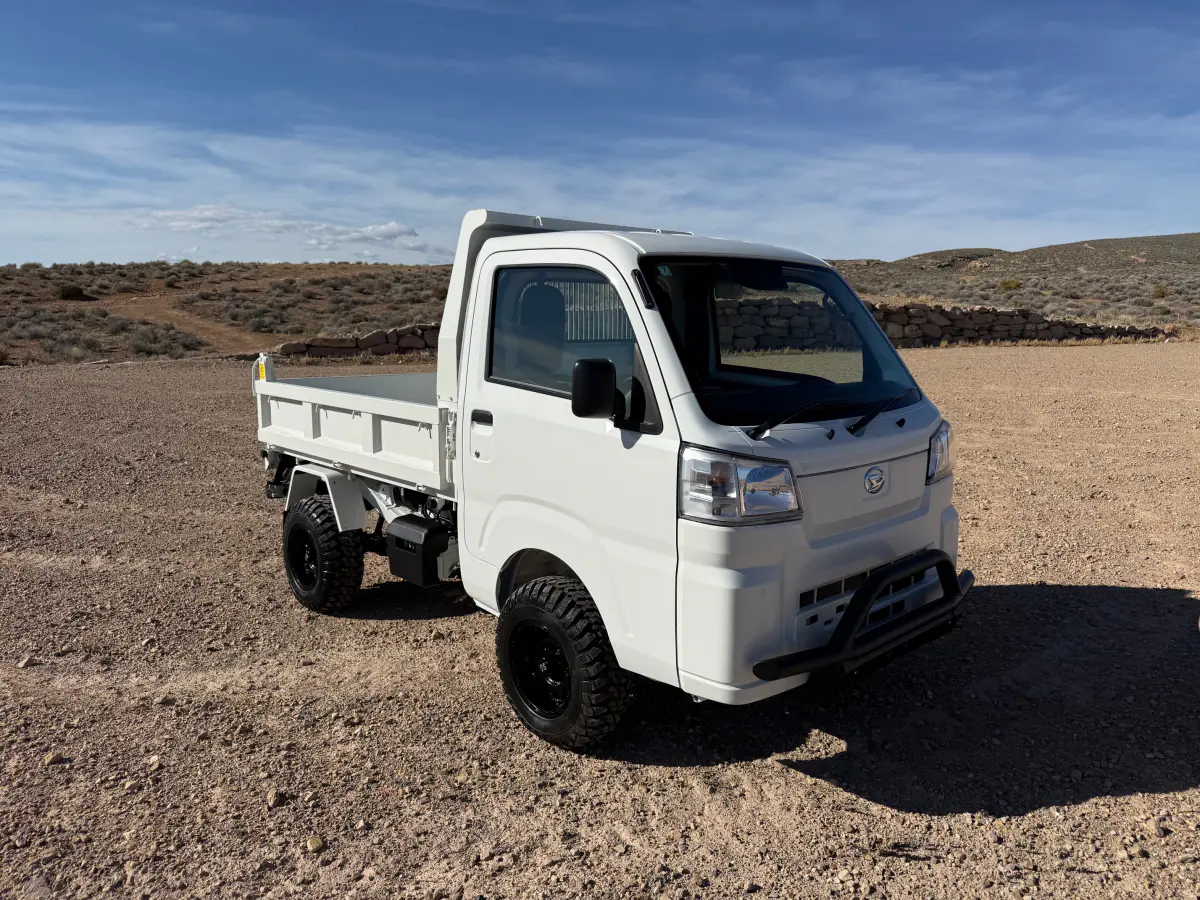 2025 Daihatsu Hijet HD Dump, a whiteout off-road Kei Truck, for sale at Mini Monsters USA in St. George, UT (photo 2 of 12)