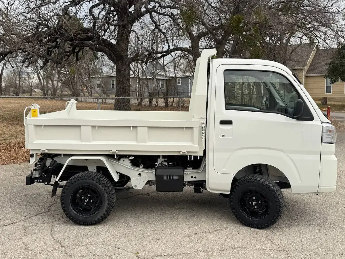 2026 Daihatsu Hijet HD Dump, a white off-road Kei Truck, for sale at Weatherford Mini Trucks in Weatherford, TX (photo 8 of 8)