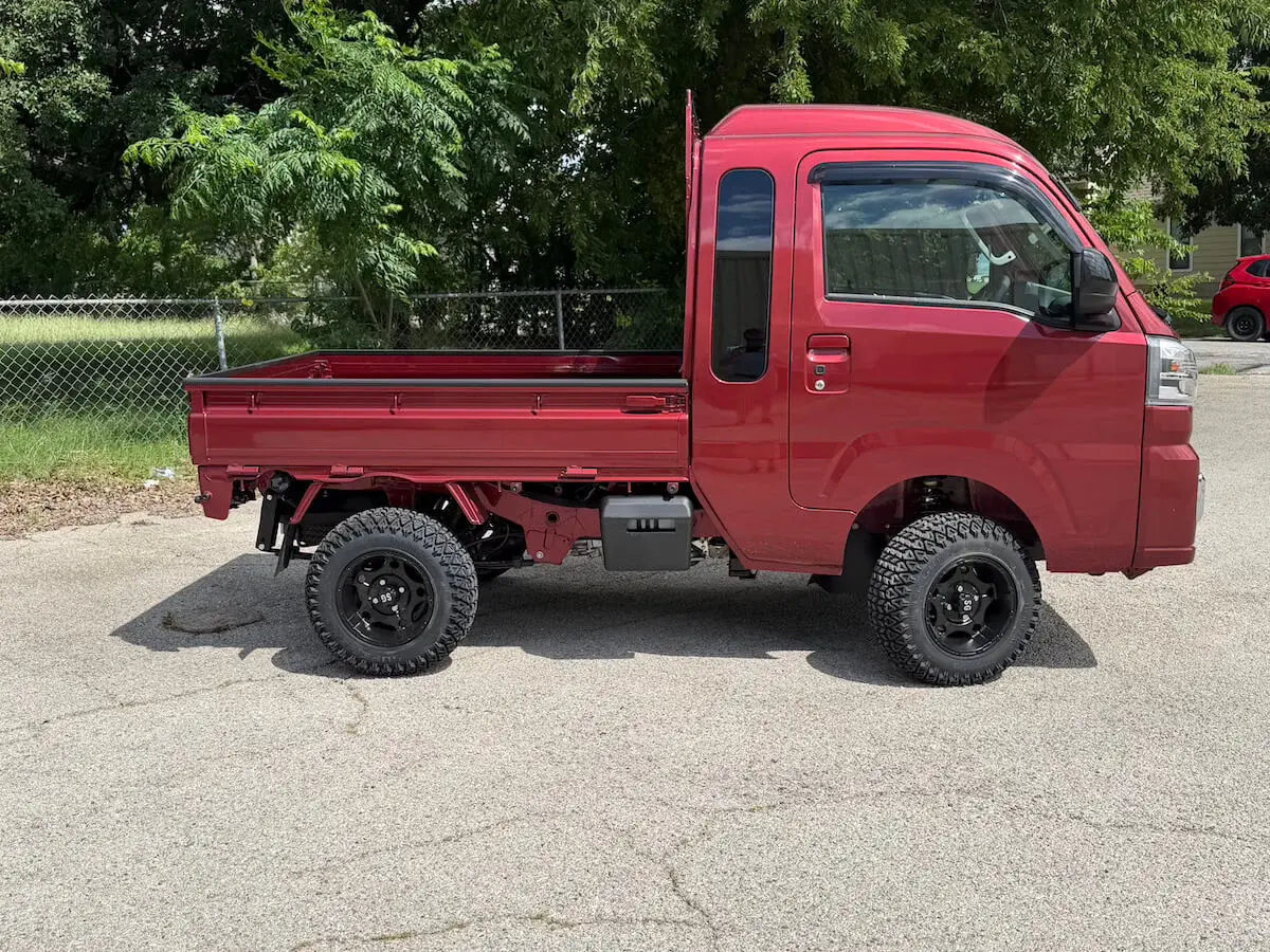 2026 Daihatsu Hijet Jumbo Cab Farming Package, a red off-road Kei Truck, for sale at Weatherford Mini Trucks in Weatherford, TX (photo 2 of 12)