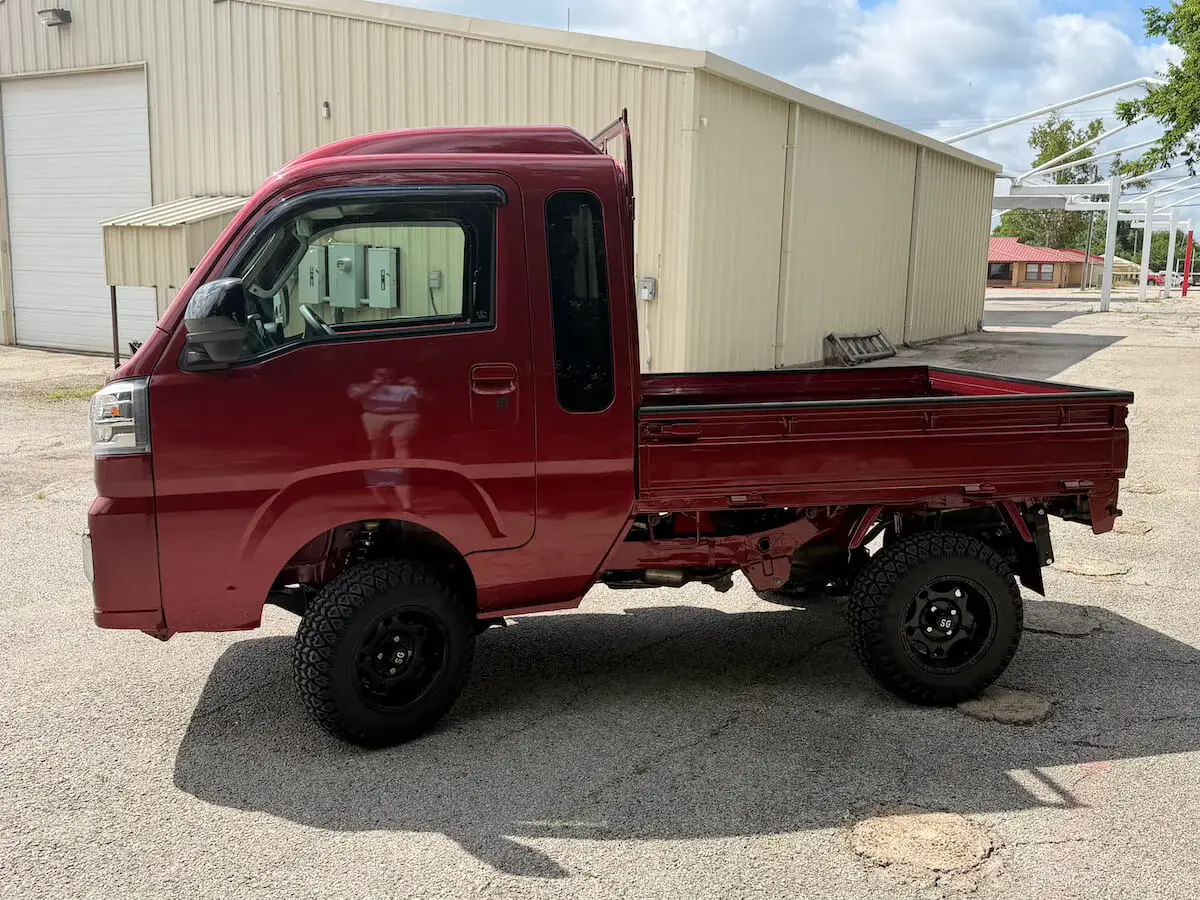 2026 Daihatsu Hijet Jumbo Cab Farming Package, a red off-road Kei Truck, for sale at Weatherford Mini Trucks in Weatherford, TX (photo 5 of 12)