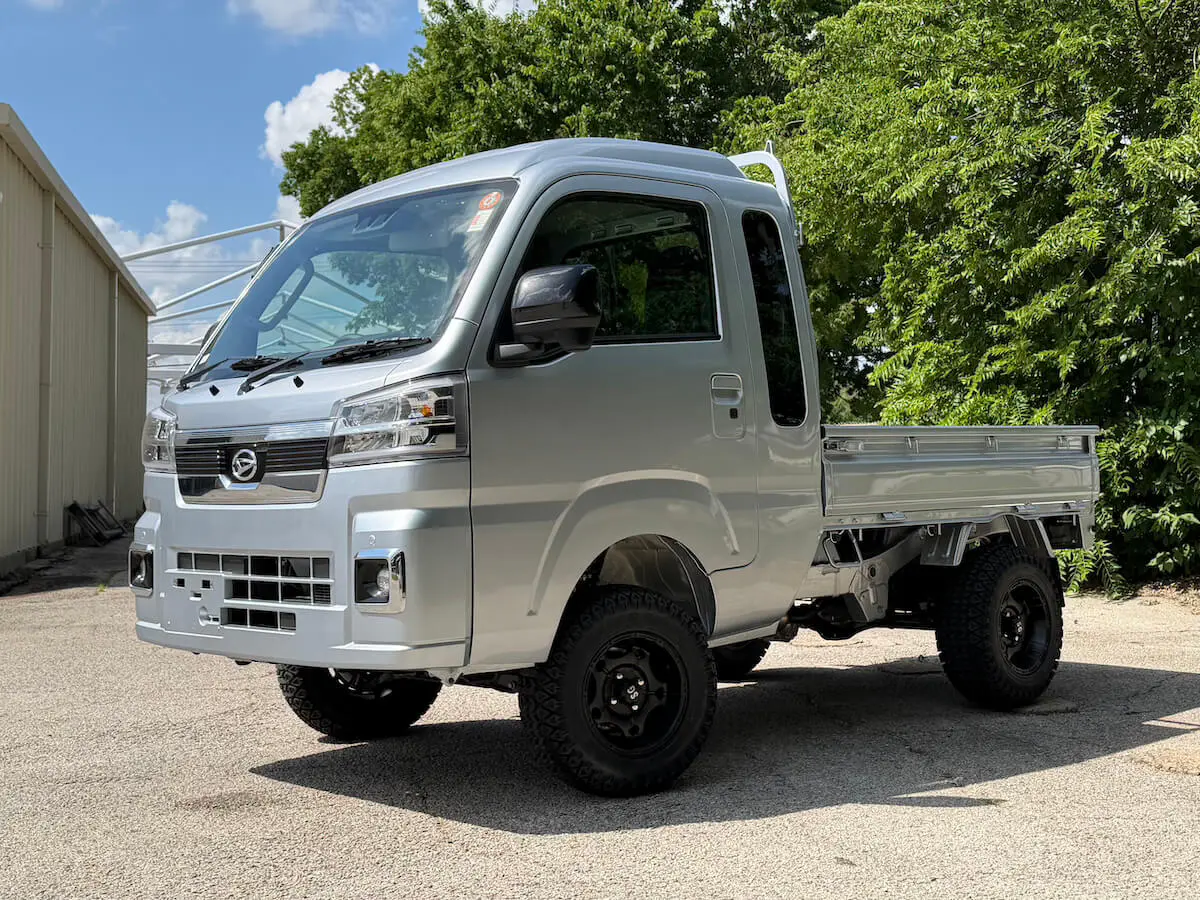 2026 Daihatsu Hijet Jumbo Cab Farming Package, a silver off-road Kei Truck, for sale at Weatherford Mini Trucks in Weatherford, TX (photo 2 of 9)