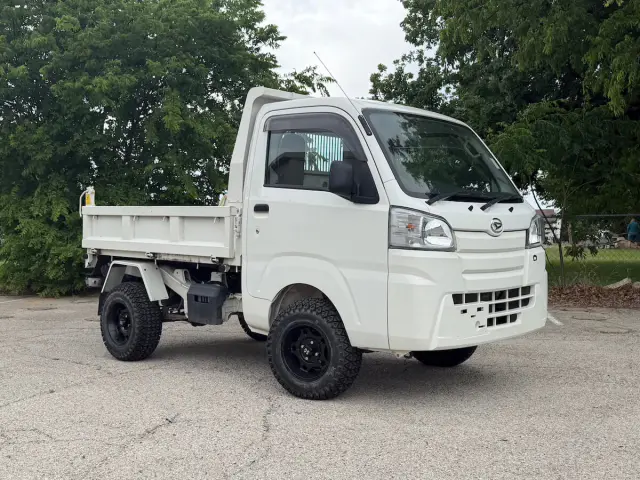 2021 Daihatsu Hijet HD Dump, a white off-road Kei Truck, for sale at Weatherford Mini Trucks in Weatherford, TX