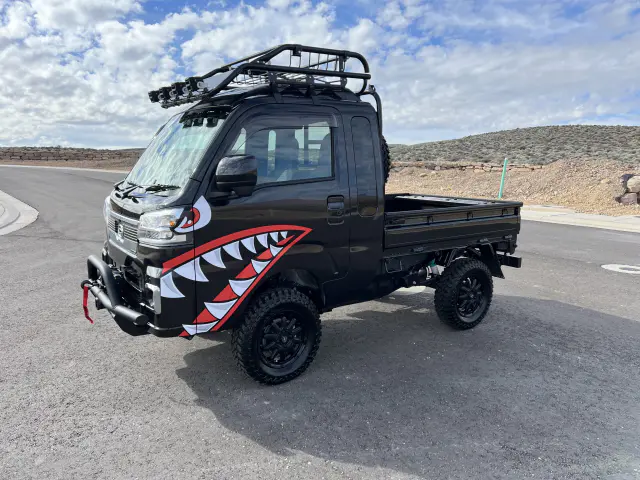 2022 Daihatsu Hijet Extreme, a black off-road Kei Truck, for sale at Mini Monsters USA in St. George, UT