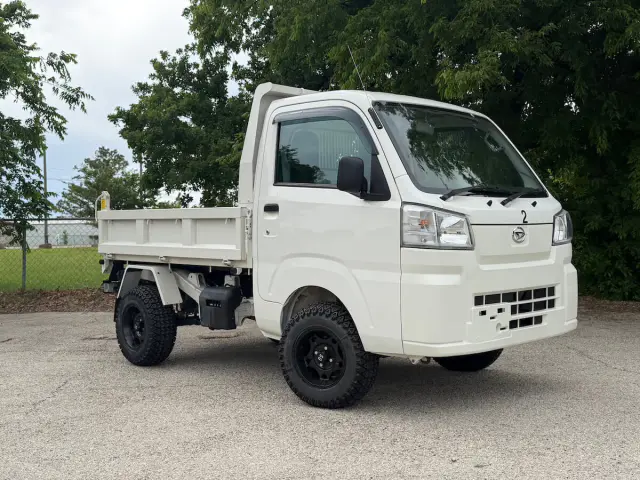 2022 Daihatsu Hijet HD Dump, a white off-road Kei Truck, for sale at Weatherford Mini Trucks in Weatherford, TX