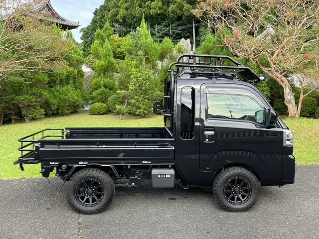 2022 Daihatsu Hijet Jumbo, a black off-road Kei Truck, for sale at Mini Monsters USA in St. George, UT