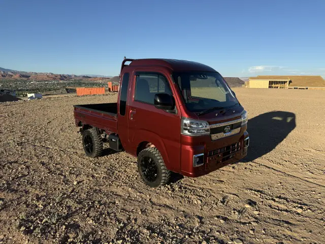 2023 Daihatsu Hijet Jumbo, a red off-road Kei Truck, for sale at Mini Monsters USA in St. George, UT