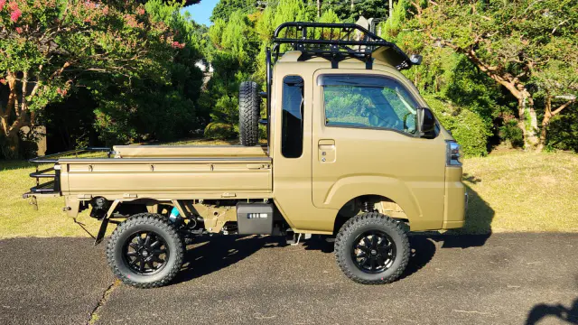 2024 Daihatsu Hijet Extreme, a green off-road Kei Truck, for sale at Mini Monsters USA in St. George, UT