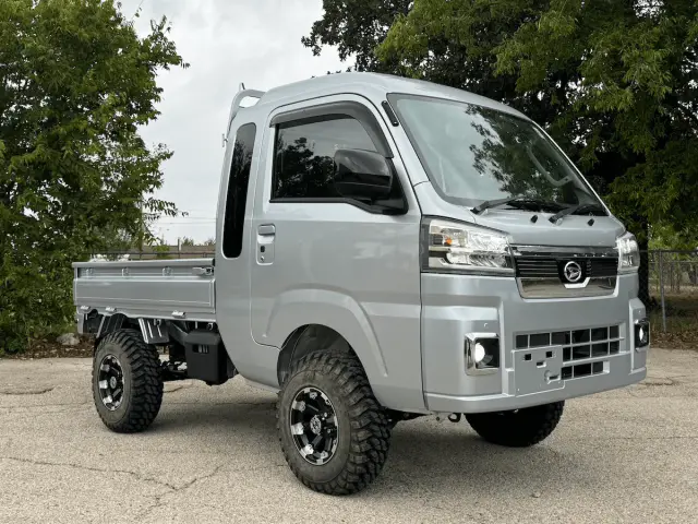 2025 Daihatsu Hijet Cab Automatic Transmission Farming Package, a silver off-road Kei Truck, for sale at Weatherford Mini Trucks in Weatherford, TX