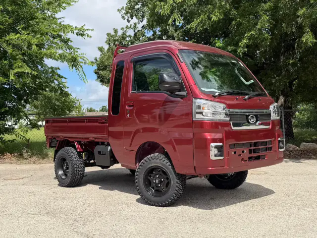 2026 Daihatsu Hijet Jumbo Cab Farming Package, a red off-road Kei Truck, for sale at Weatherford Mini Trucks in Weatherford, TX